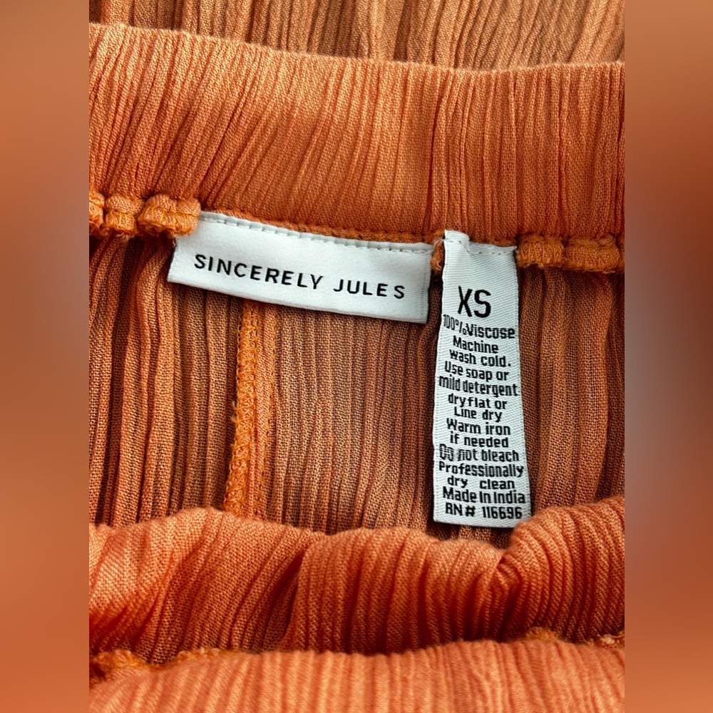 Sincerely Jules Jumpsuit women’s XS orange white NWT - Picture 10 of 14